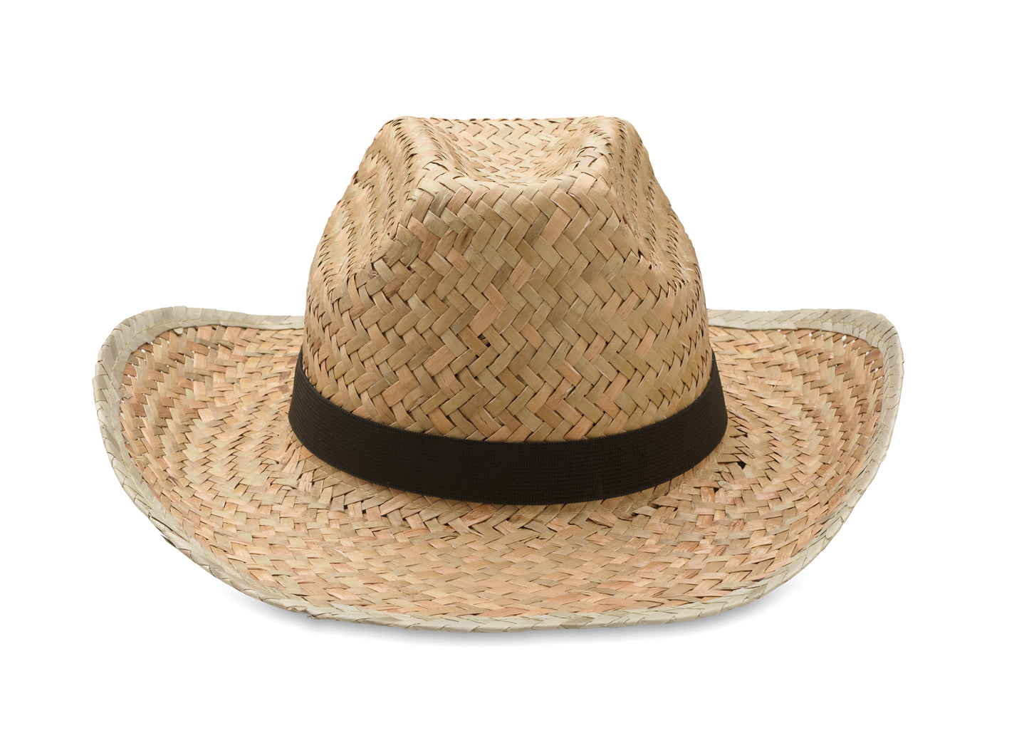 Cowboy-Hut aus natürlichem Stroh mit Polyester-Band.