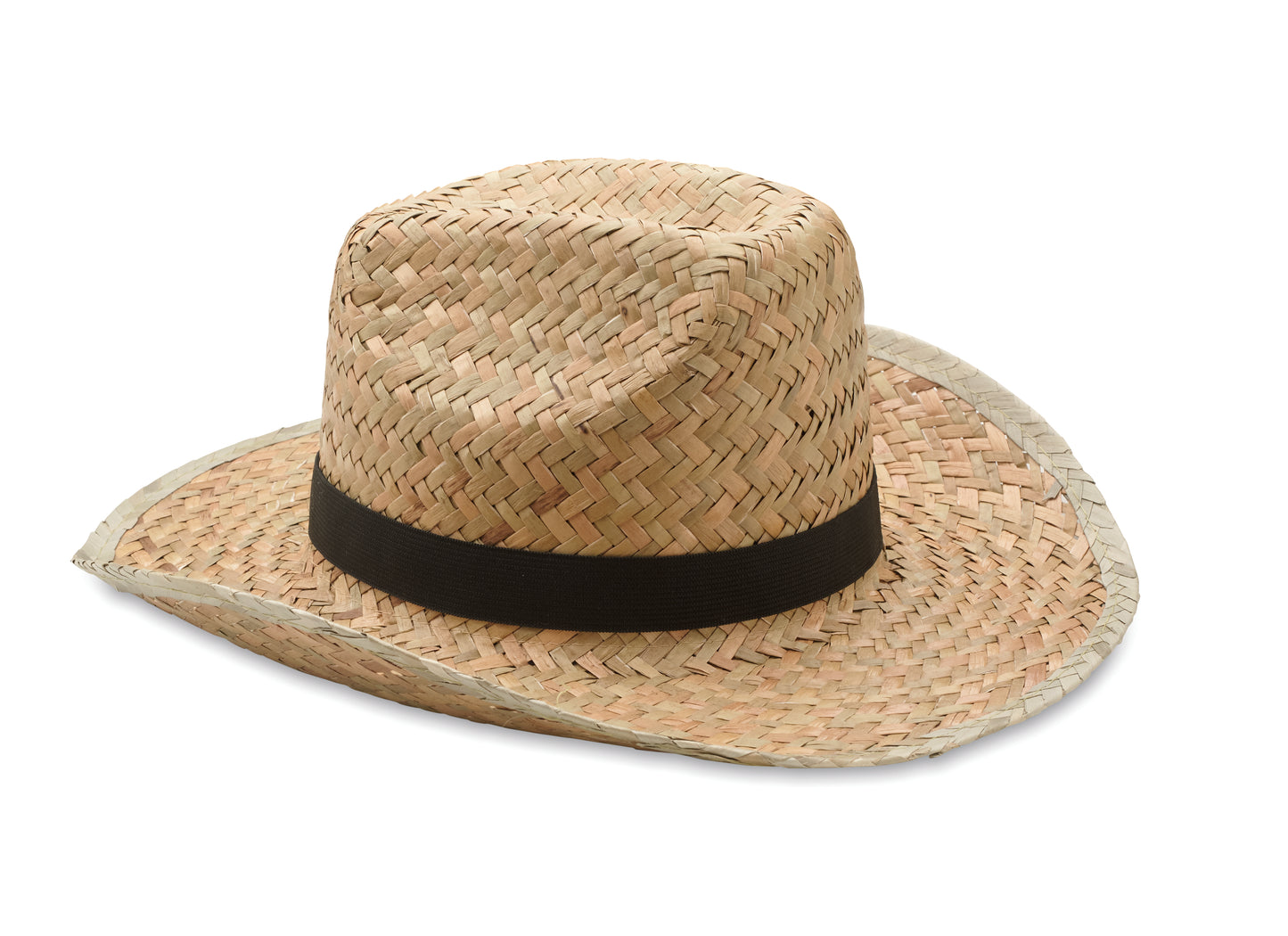 Cowboy-Hut aus natürlichem Stroh mit Polyester-Band.