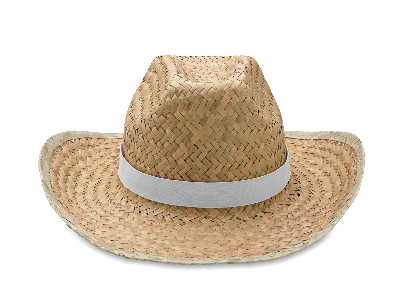 Cowboy-Hut aus natürlichem Stroh mit Polyester-Band.