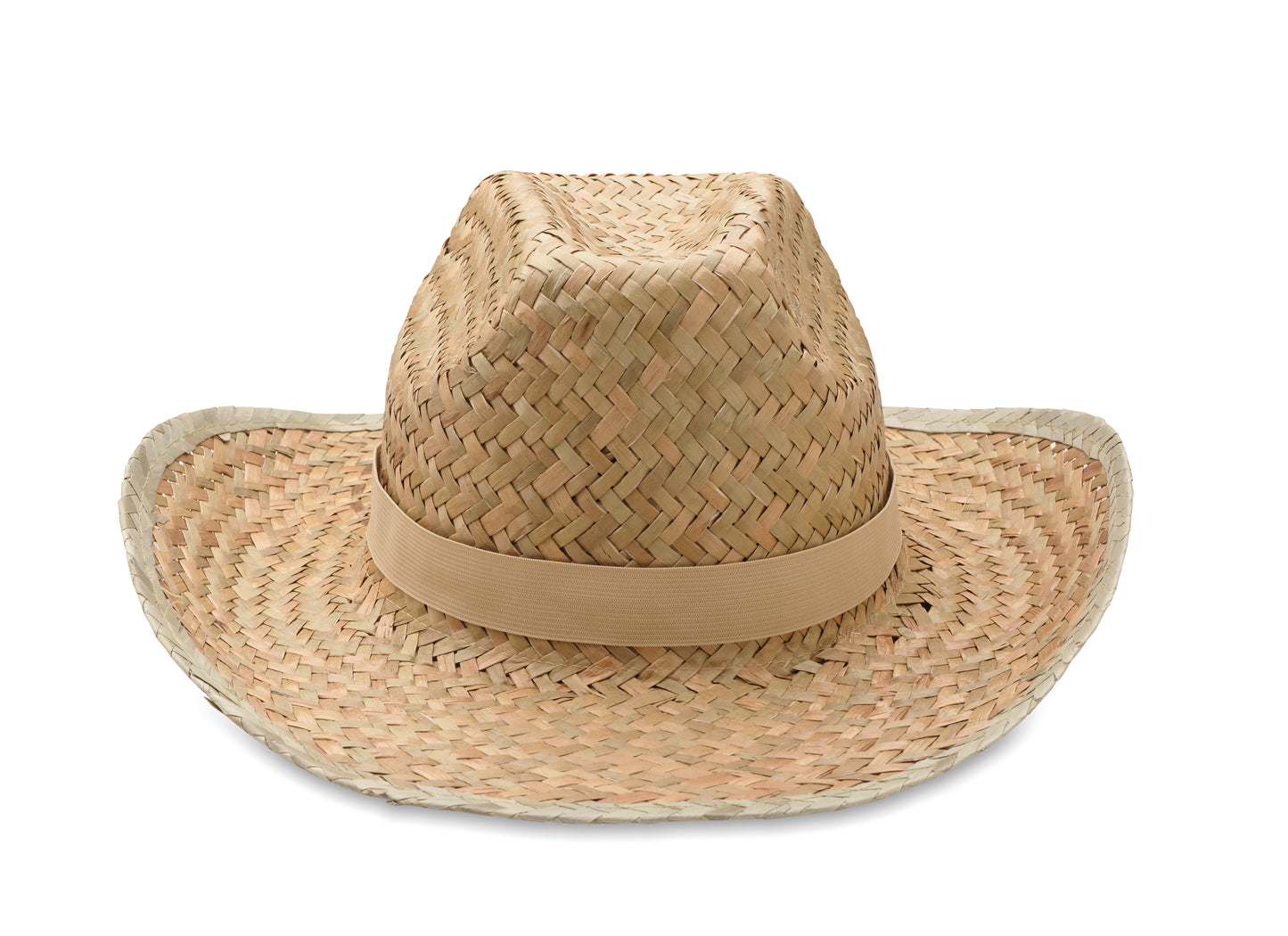 Cowboy-Hut aus natürlichem Stroh mit Polyester-Band.