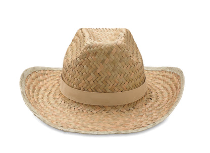 Cowboy-Hut aus natürlichem Stroh mit Polyester-Band.