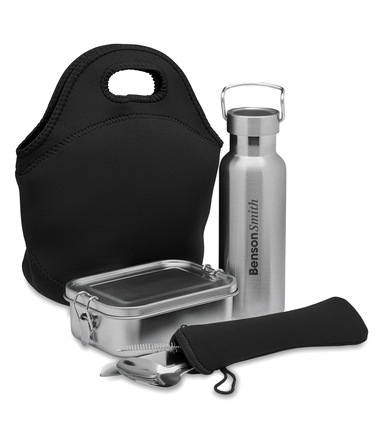 Lunch-Set mit doppelwandiger Isolierflasche aus Edelstahl (500 ml) Lunchbox (600 ml) und