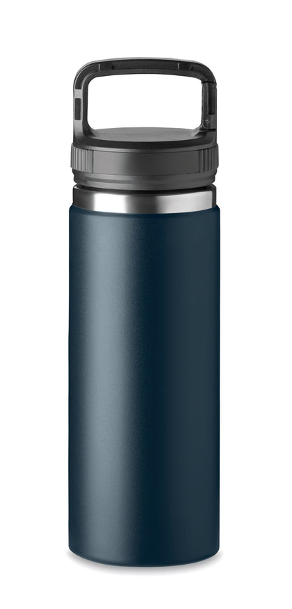Doppelwandige Isolierflasche. Edelstahl. Henkel mit Clipfunktion. Füllmenge: 500 ml.