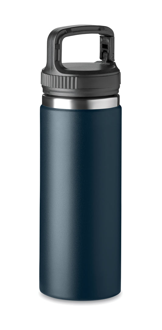 Doppelwandige Isolierflasche. Edelstahl. Henkel mit Clipfunktion. Füllmenge: 500 ml.