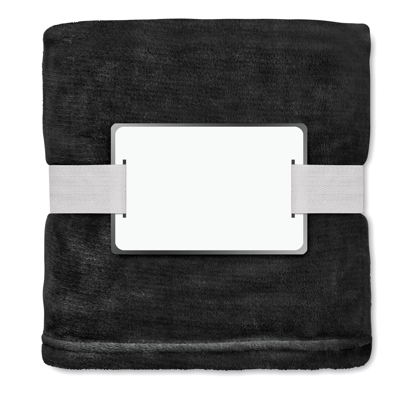 RPET-Flanell Fleece-Decke 280g/m². Inkl. Band mit bedruckbarer Karte.