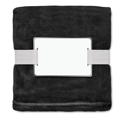 RPET-Flanell Fleece-Decke 280g/m². Inkl. Band mit bedruckbarer Karte.