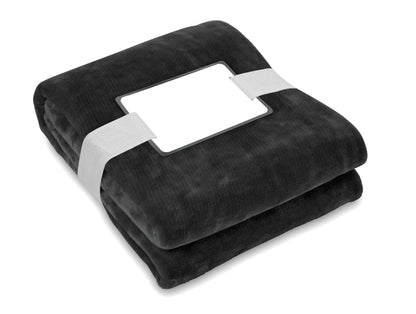RPET-Flanell Fleece-Decke 280g/m². Inkl. Band mit bedruckbarer Karte.