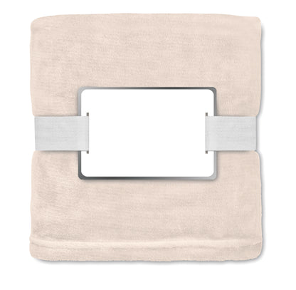 RPET-Flanell Fleece-Decke 280g/m². Inkl. Band mit bedruckbarer Karte.