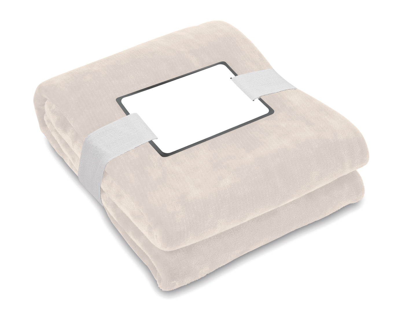 RPET-Flanell Fleece-Decke 280g/m². Inkl. Band mit bedruckbarer Karte.