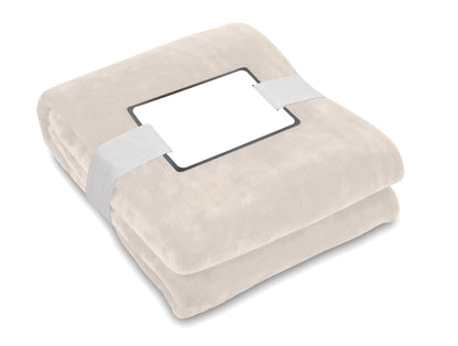RPET-Flanell Fleece-Decke 280g/m². Inkl. Band mit bedruckbarer Karte.