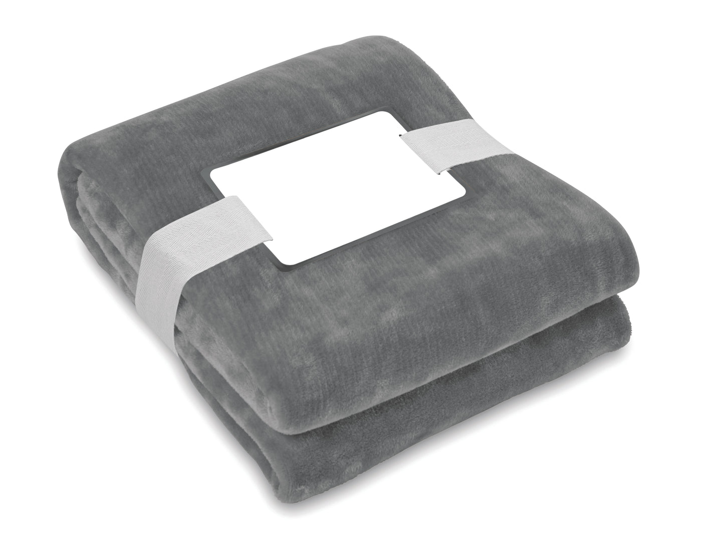 RPET-Flanell Fleece-Decke 280g/m². Inkl. Band mit bedruckbarer Karte.