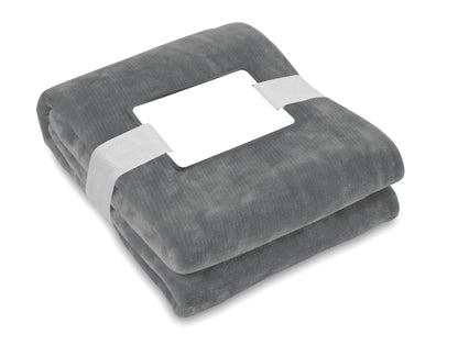 RPET-Flanell Fleece-Decke 280g/m². Inkl. Band mit bedruckbarer Karte.