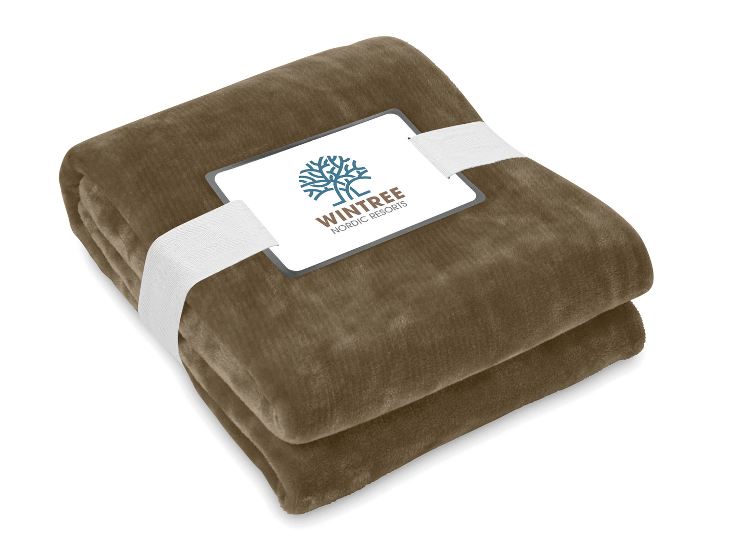RPET-Flanell Fleece-Decke 280g/m². Inkl. Band mit bedruckbarer Karte.