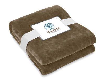RPET-Flanell Fleece-Decke 280g/m². Inkl. Band mit bedruckbarer Karte.