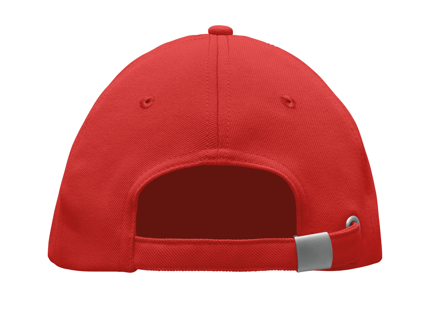RPET 5-Panel-Baseball Cap aus Polyester 210 g/m² mit silberner Schnalle aus Stahl.