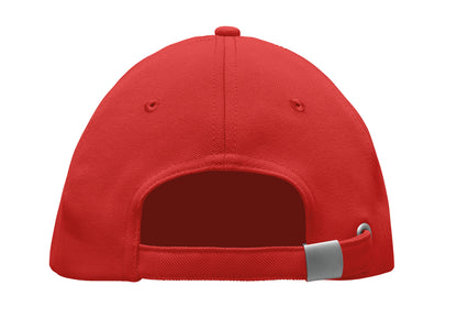 RPET 5-Panel-Baseball Cap aus Polyester 210 g/m² mit silberner Schnalle aus Stahl.