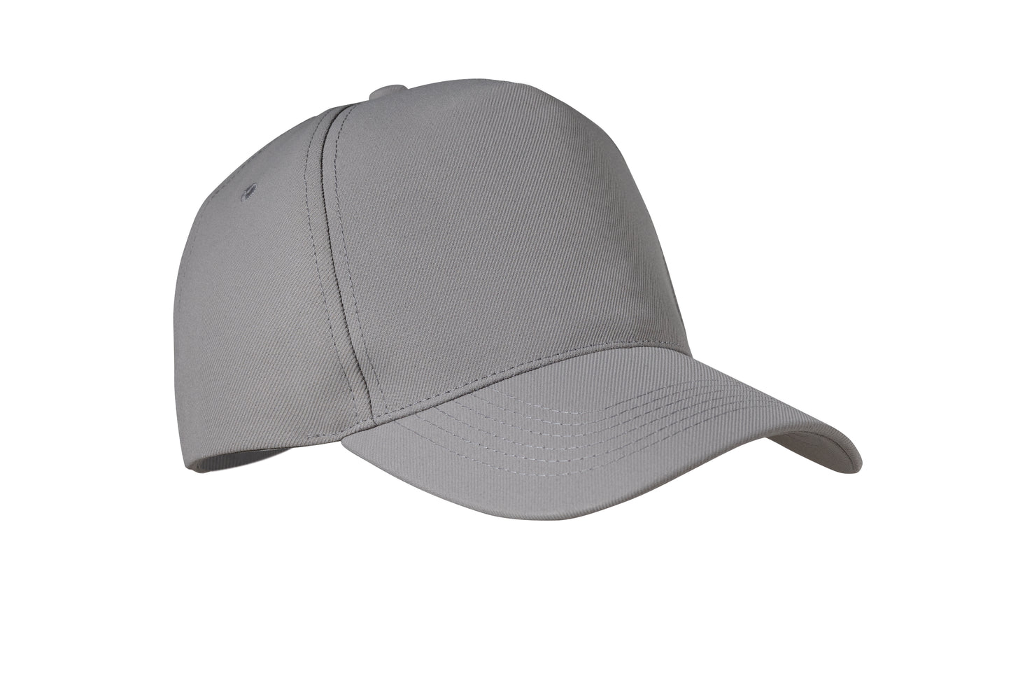 RPET 5-Panel-Baseball Cap aus Polyester 210 g/m² mit silberner Schnalle aus Stahl.