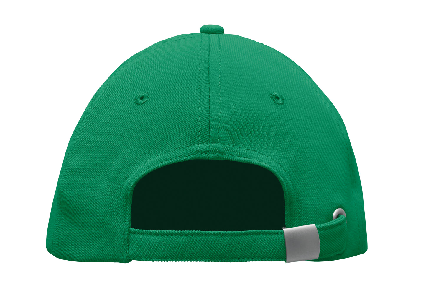 RPET 5-Panel-Baseball Cap aus Polyester 210 g/m² mit silberner Schnalle aus Stahl.