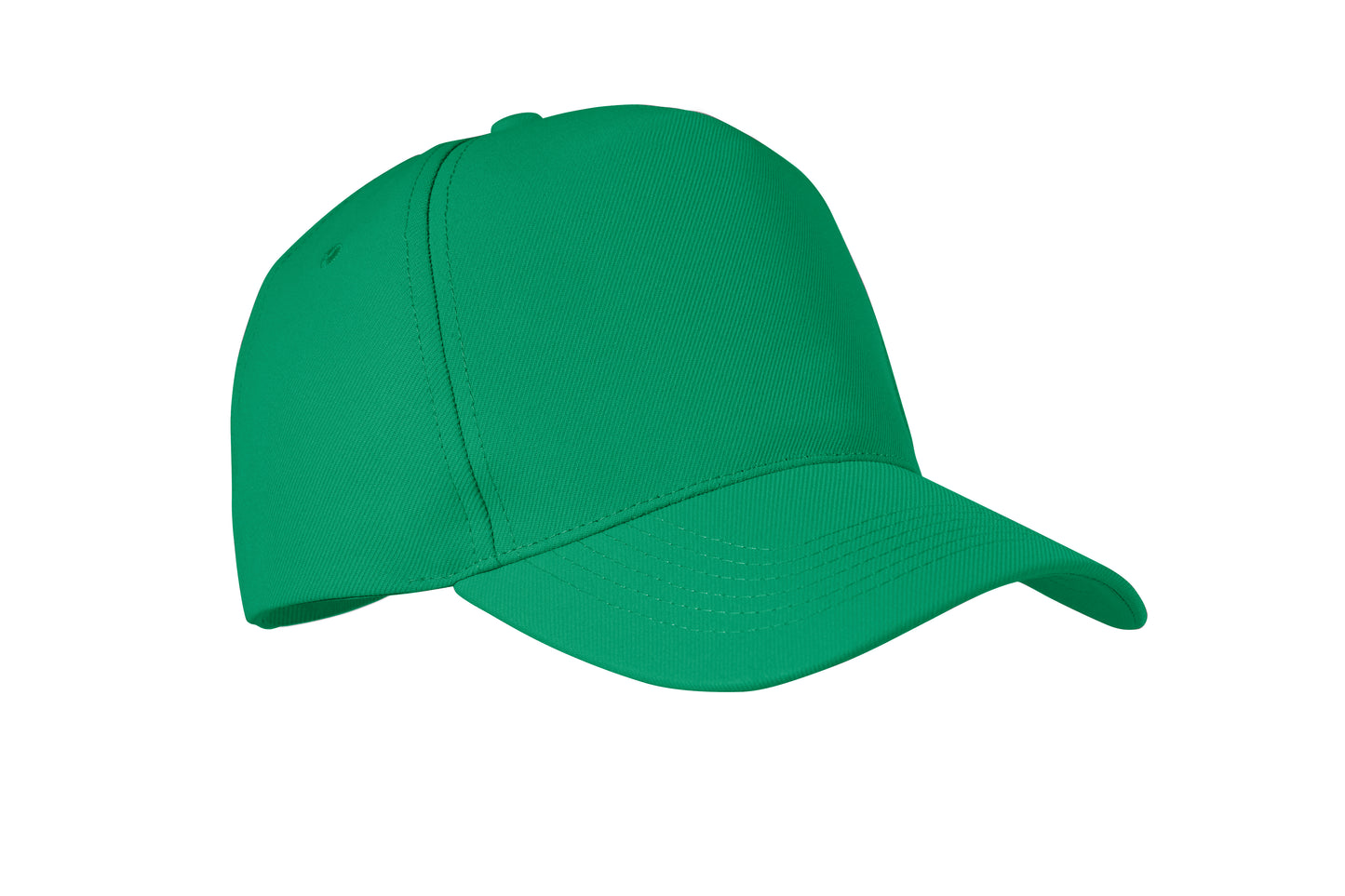 RPET 5-Panel-Baseball Cap aus Polyester 210 g/m² mit silberner Schnalle aus Stahl.