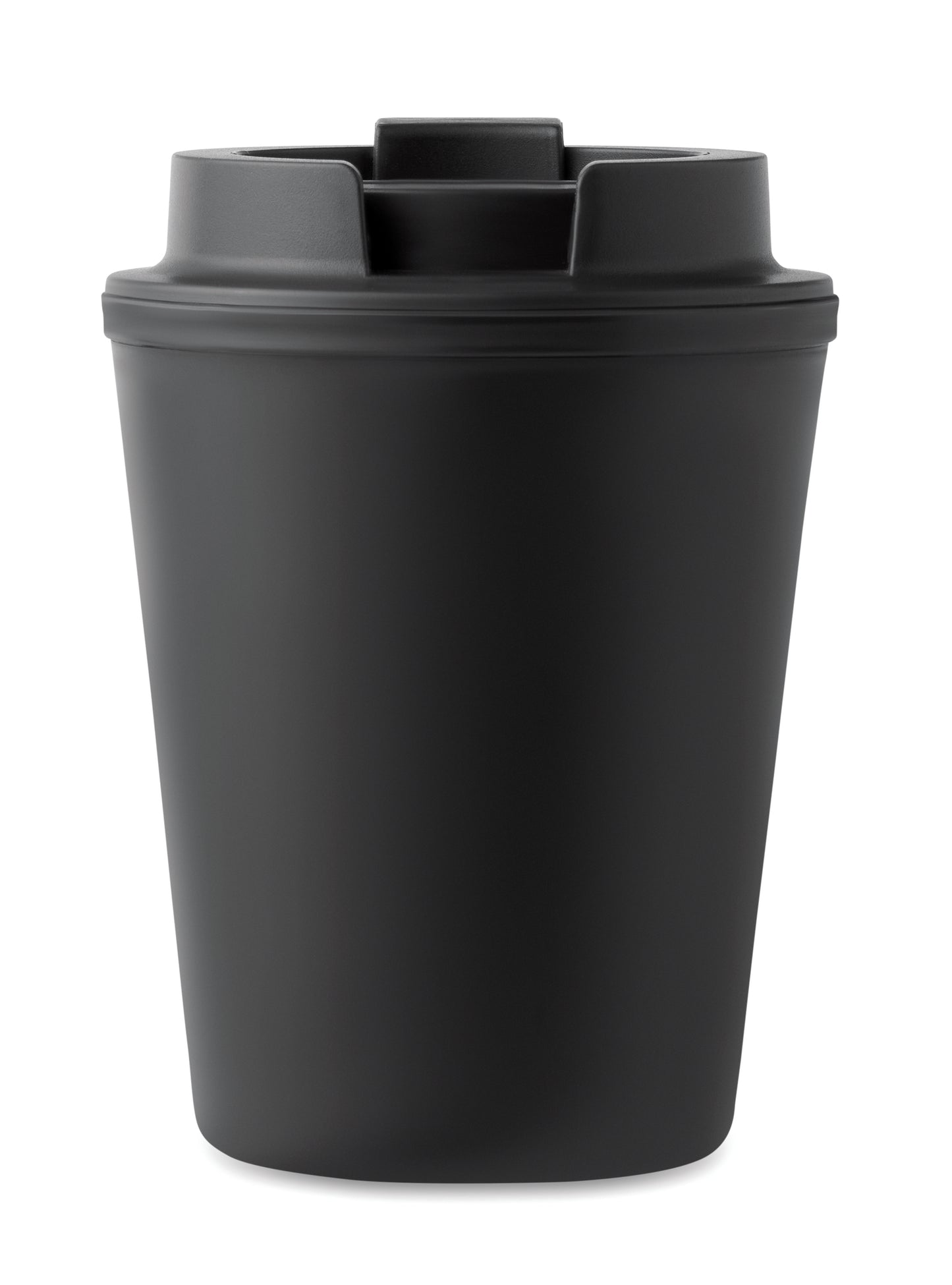 Doppelwandiger Trinkbecher mit Trinkdeckel aus PP. Füllmenge: 300 ml.Auslaufsicher.