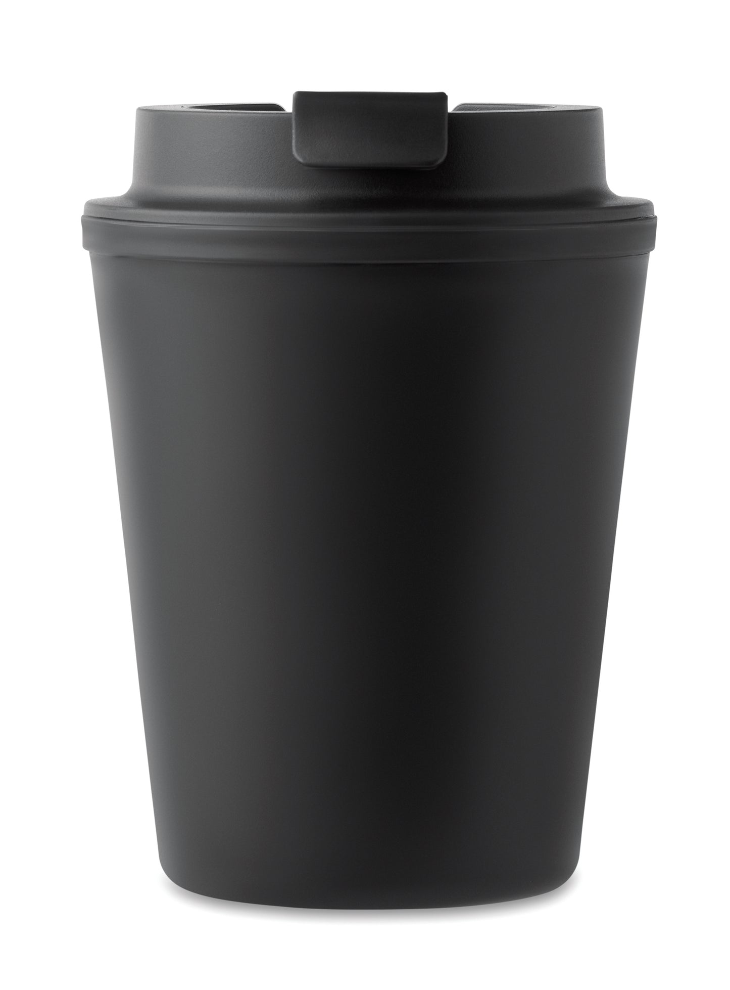 Doppelwandiger Trinkbecher mit Trinkdeckel aus PP. Füllmenge: 300 ml.Auslaufsicher.