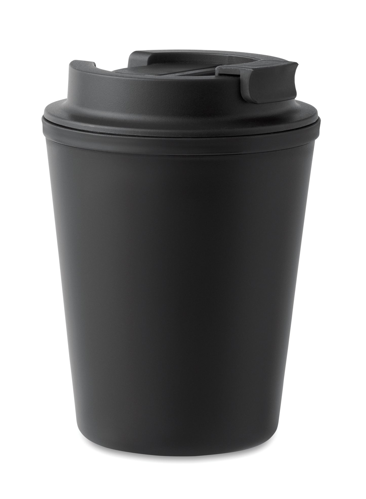 Doppelwandiger Trinkbecher mit Trinkdeckel aus PP. Füllmenge: 300 ml.Auslaufsicher.