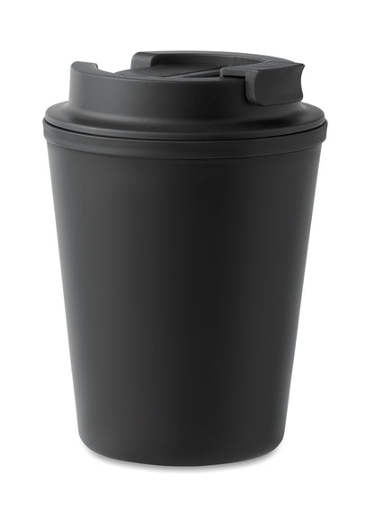 Doppelwandiger Trinkbecher mit Trinkdeckel aus PP. Füllmenge: 300 ml.Auslaufsicher.