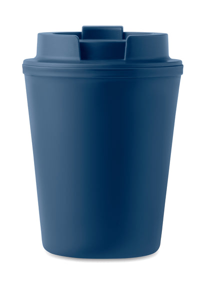 Doppelwandiger Trinkbecher mit Trinkdeckel aus PP. Füllmenge: 300 ml.Auslaufsicher.