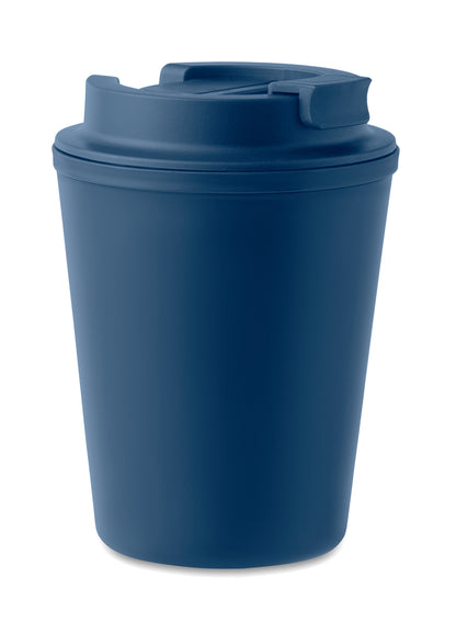 Doppelwandiger Trinkbecher mit Trinkdeckel aus PP. Füllmenge: 300 ml.Auslaufsicher.