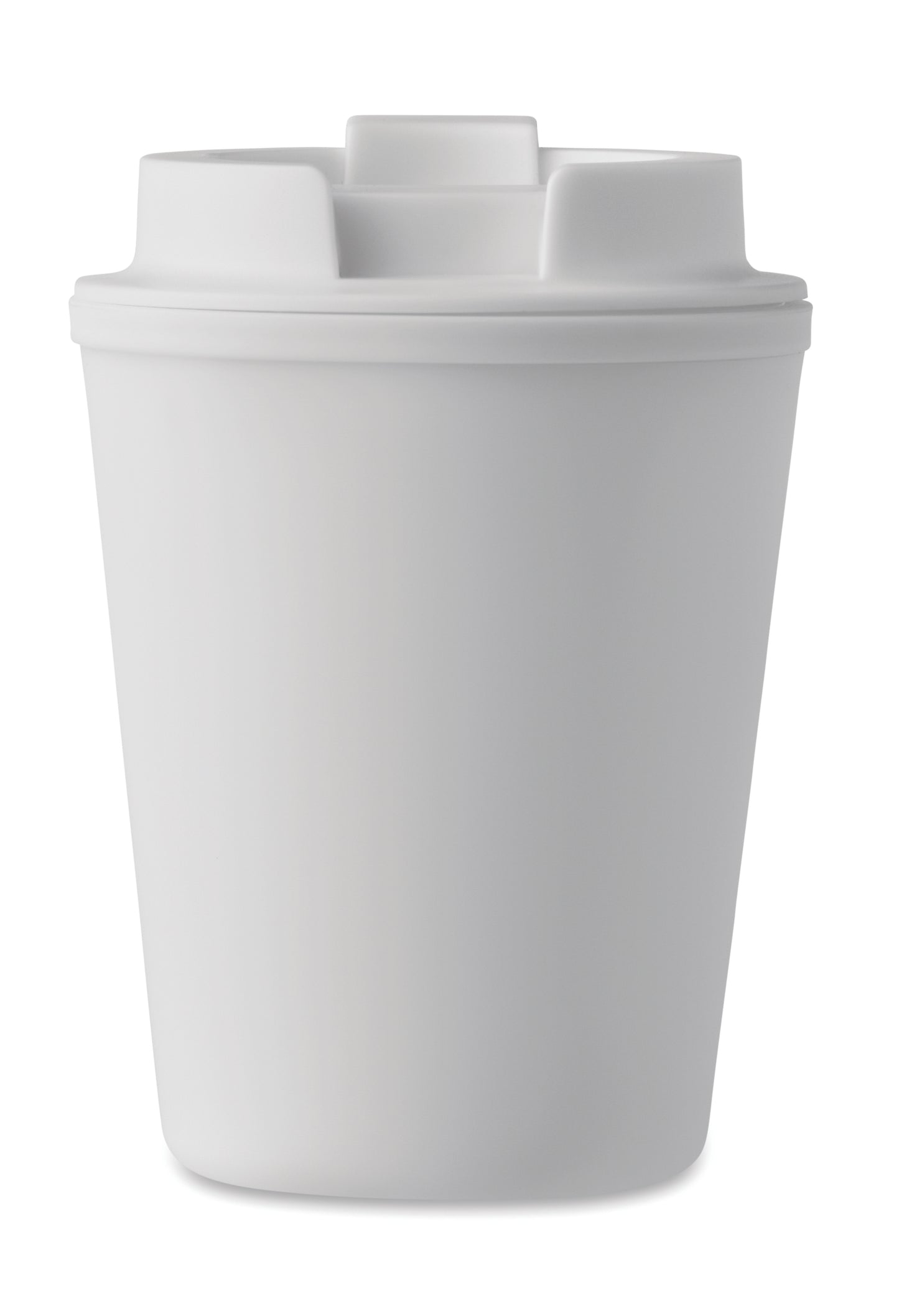 Doppelwandiger Trinkbecher mit Trinkdeckel aus PP. Füllmenge: 300 ml.Auslaufsicher.