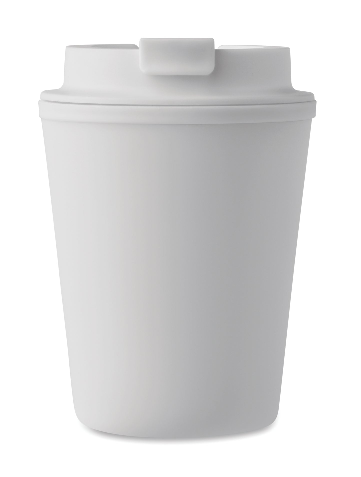 Doppelwandiger Trinkbecher mit Trinkdeckel aus PP. Füllmenge: 300 ml.Auslaufsicher.