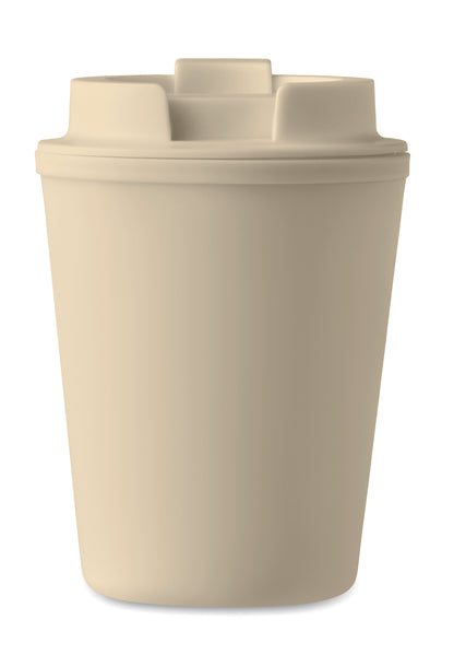 Doppelwandiger Trinkbecher mit Trinkdeckel aus PP. Füllmenge: 300 ml.Auslaufsicher.
