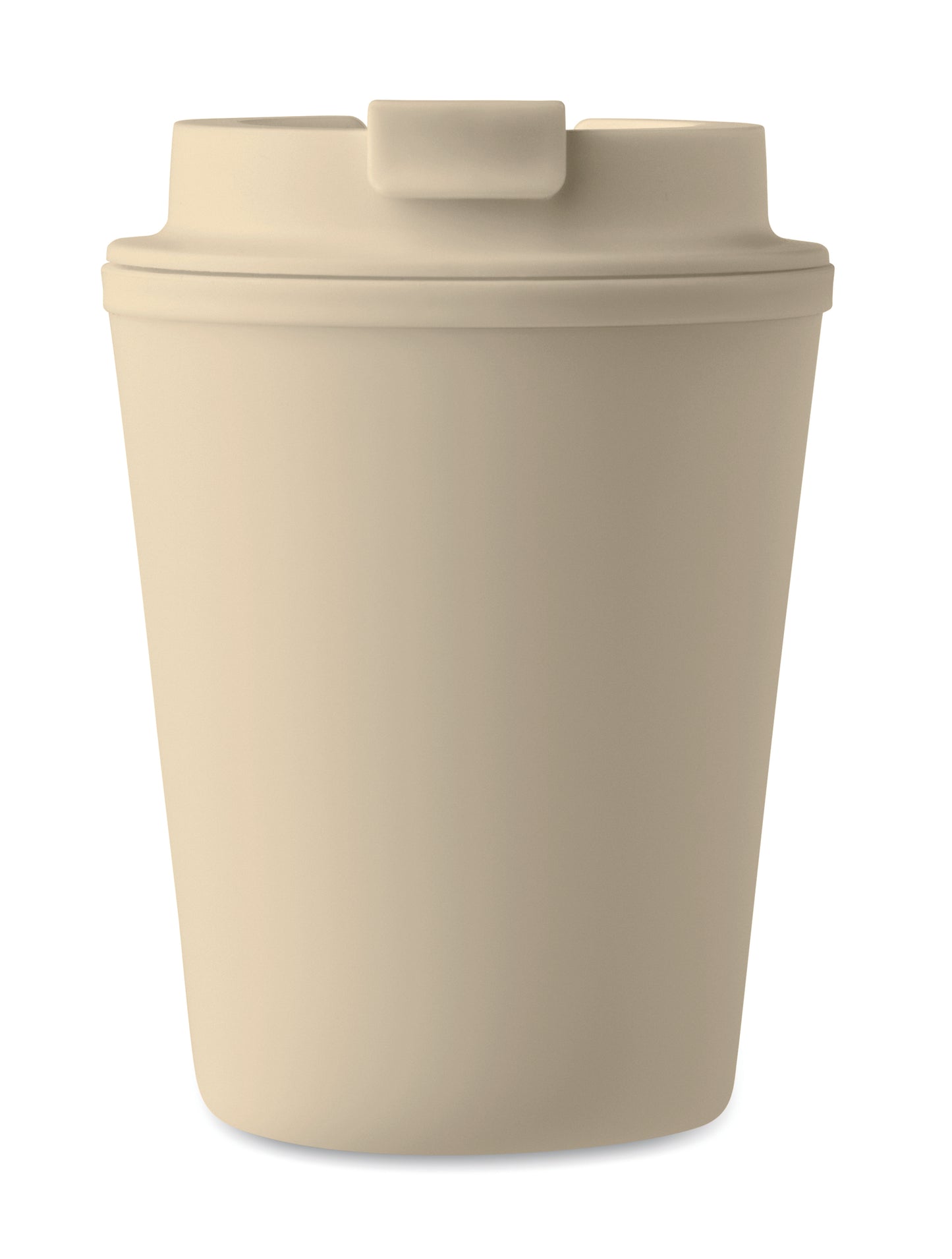 Doppelwandiger Trinkbecher mit Trinkdeckel aus PP. Füllmenge: 300 ml.Auslaufsicher.