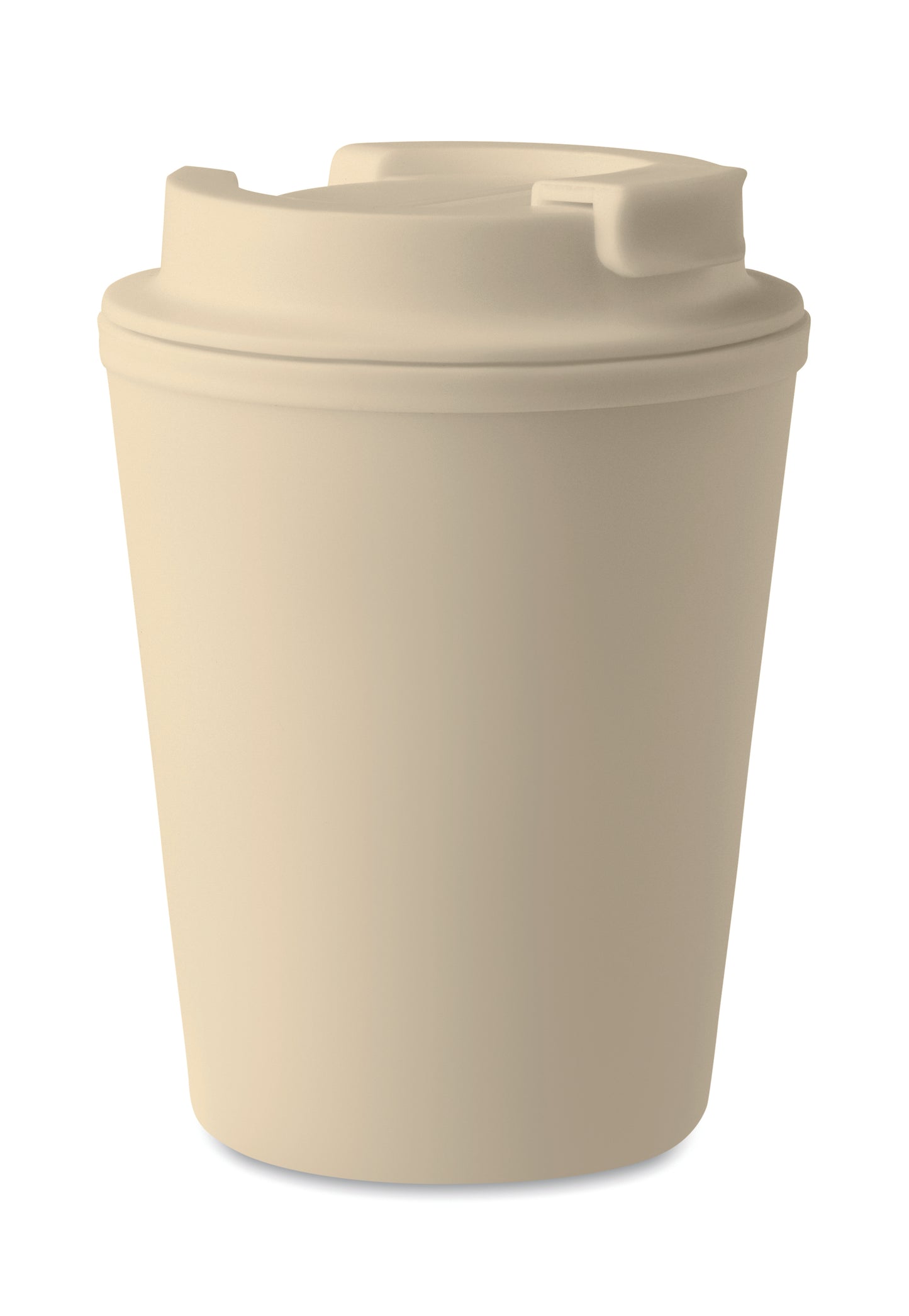 Doppelwandiger Trinkbecher mit Trinkdeckel aus PP. Füllmenge: 300 ml.Auslaufsicher.