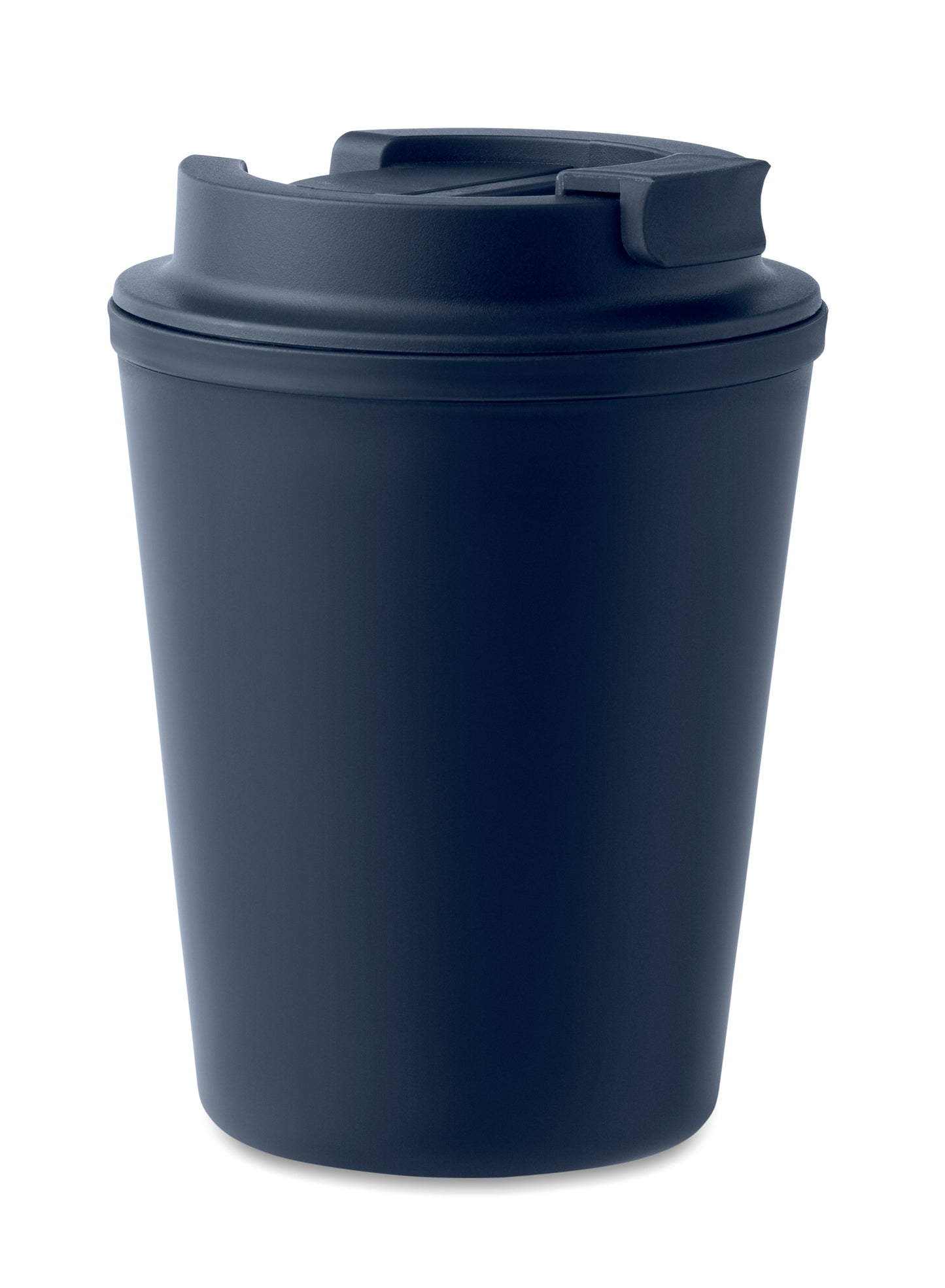 Doppelwandiger Trinkbecher mit Trinkdeckel aus PP. Füllmenge: 300 ml.Auslaufsicher.