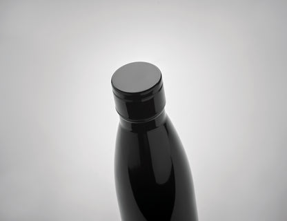 Doppelwandige Isolierflasche aus Edelstahl. Im Deckel befindet sich eine integrierte Touchscreen LED