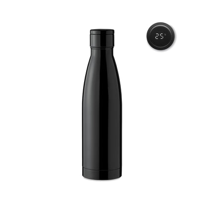Doppelwandige Isolierflasche aus Edelstahl. Im Deckel befindet sich eine integrierte Touchscreen LED