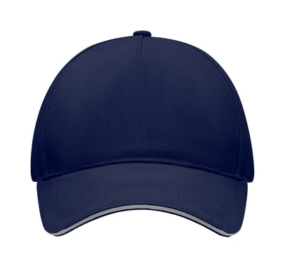 5-Panel-Baseball Cap aus gebürsteter schwerer Twill-Baumwolle 260 g/m² mit silberner Schnalle aus