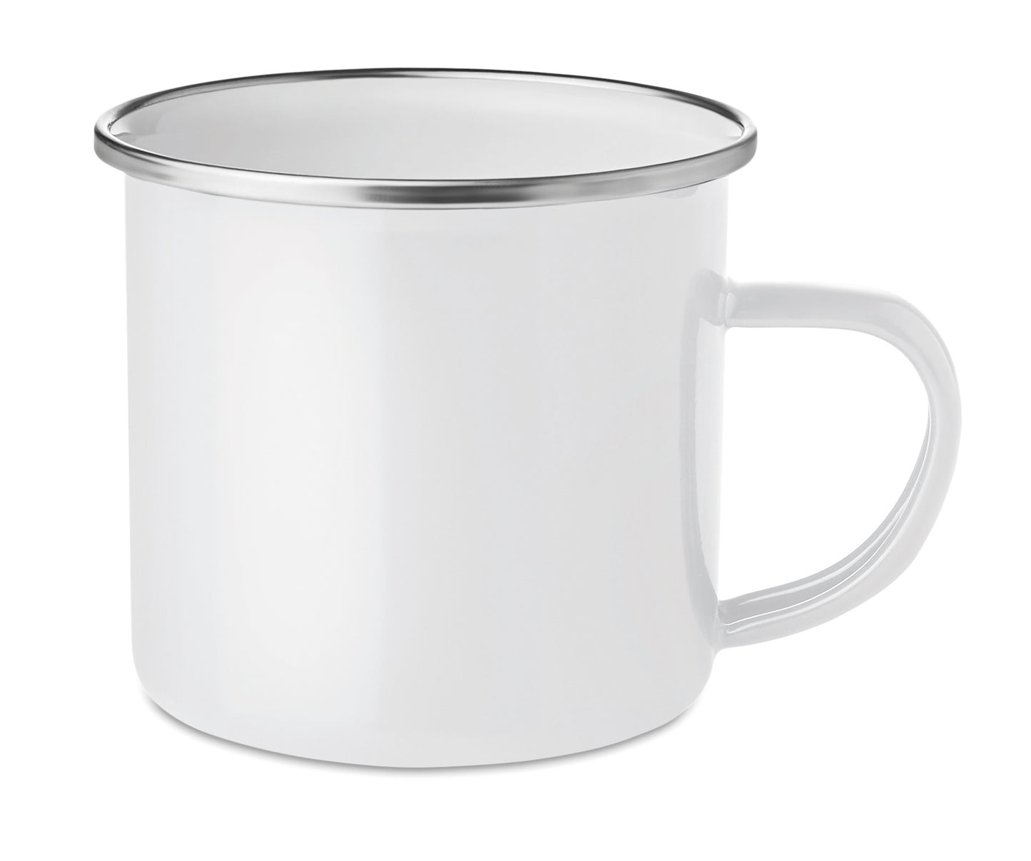 Emaillierter Metall-Becher im Vintage-Look. Spezielle Beschichtung für Sublimationsdruck. Füllmenge: 350 ml.
