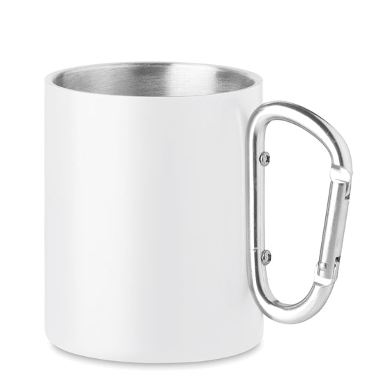 Doppelwandiger Becher aus Edelstahl im Vintage-Look. Spezielle Beschichtung für Sublimationsdruck. Henkel mit