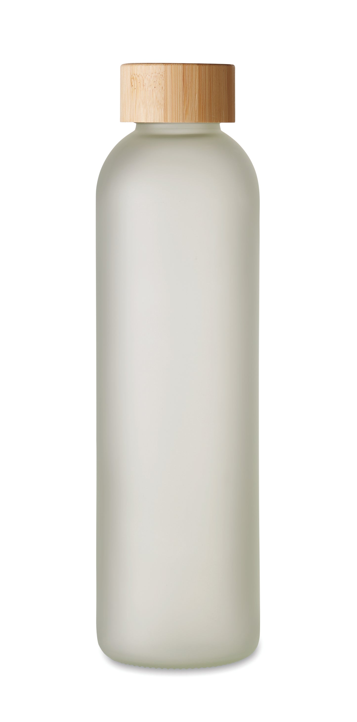 Glasflasche mit Verschluss aus Bambus. Spezielle Beschichtung für Sublimationsdruck. Füllmenge: 650 ml.