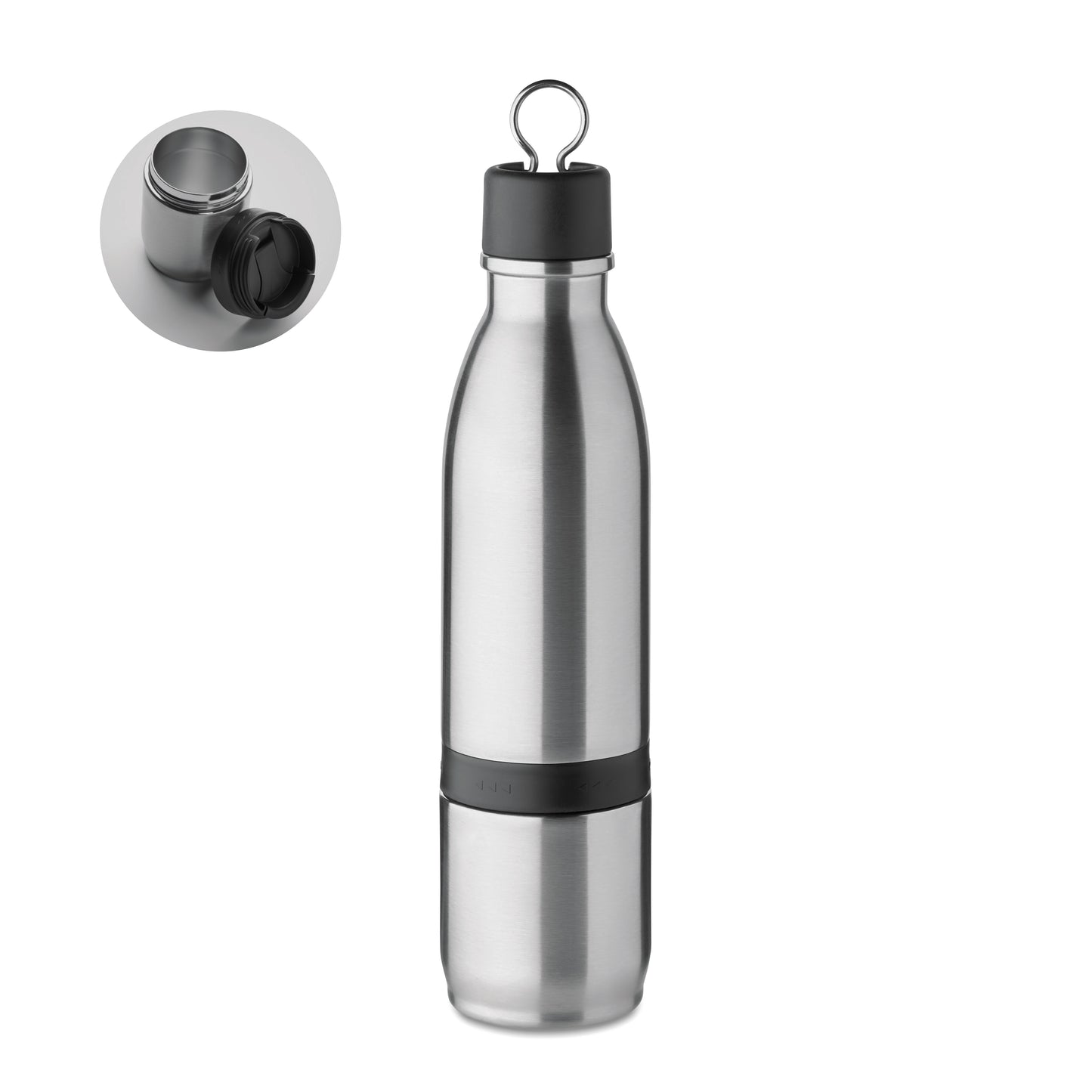 2in1 doppelwandige Isolierflasche aus Edelstahl mit abnehmbarem Flip-Lid Becher. Auslaufsicher. Füllmenge: Flasche: