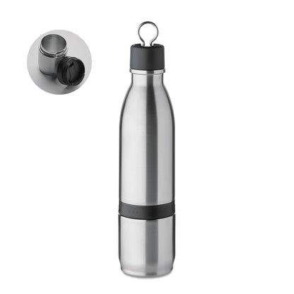 2in1 doppelwandige Isolierflasche aus Edelstahl mit abnehmbarem Flip-Lid Becher. Auslaufsicher. Füllmenge: Flasche:
