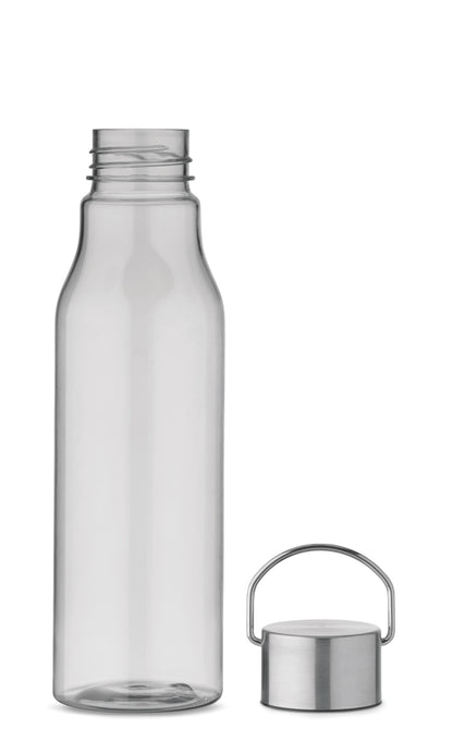 Trinkflasche aus BPA-freiem RPET. Verschluss aus Edelstahl mit Henkel. Auslaufsicher. Füllmenge: 600