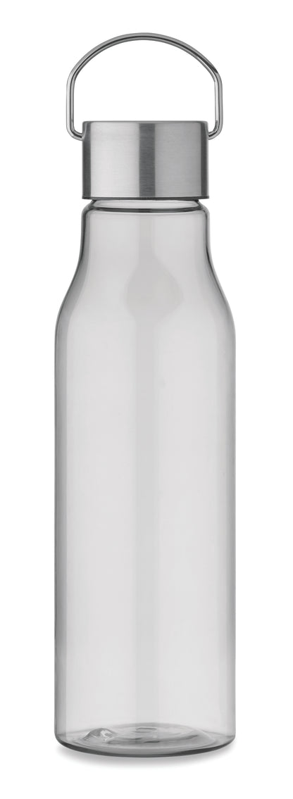 Trinkflasche aus BPA-freiem RPET. Verschluss aus Edelstahl mit Henkel. Auslaufsicher. Füllmenge: 600