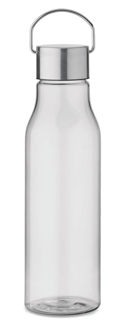 Trinkflasche aus BPA-freiem RPET. Verschluss aus Edelstahl mit Henkel. Auslaufsicher. Füllmenge: 600