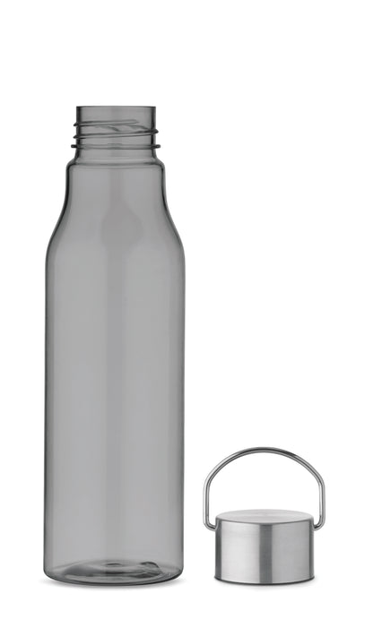 Trinkflasche aus BPA-freiem RPET. Verschluss aus Edelstahl mit Henkel. Auslaufsicher. Füllmenge: 600
