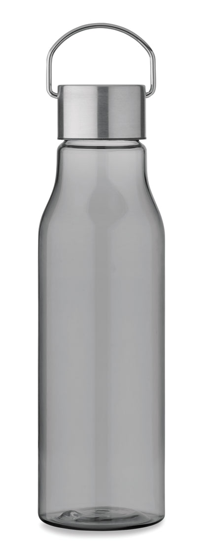 Trinkflasche aus BPA-freiem RPET. Verschluss aus Edelstahl mit Henkel. Auslaufsicher. Füllmenge: 600