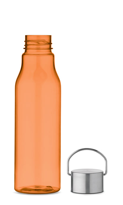 Trinkflasche aus BPA-freiem RPET. Verschluss aus Edelstahl mit Henkel. Auslaufsicher. Füllmenge: 600