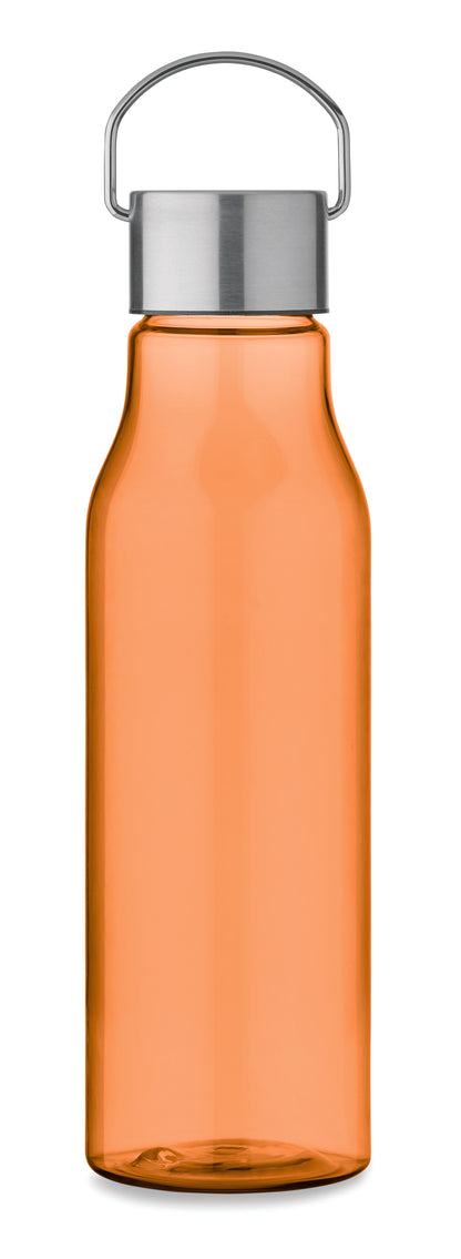 Trinkflasche aus BPA-freiem RPET. Verschluss aus Edelstahl mit Henkel. Auslaufsicher. Füllmenge: 600